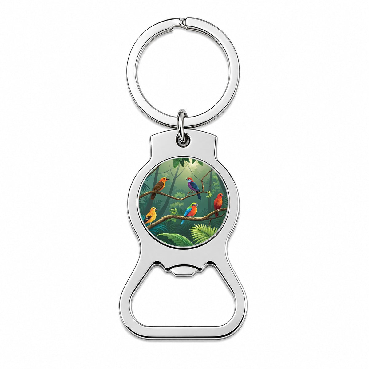 Birds In Jungle Colorful Bottle Opener Keychain