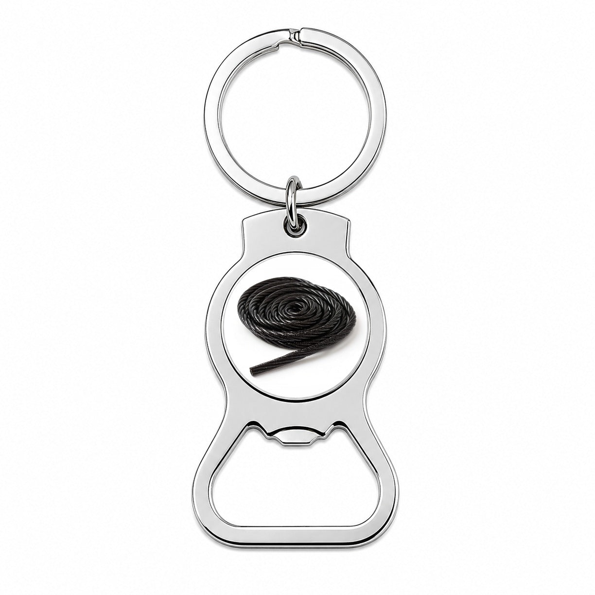 Black Licorice Rope Bottle Opener Keychain