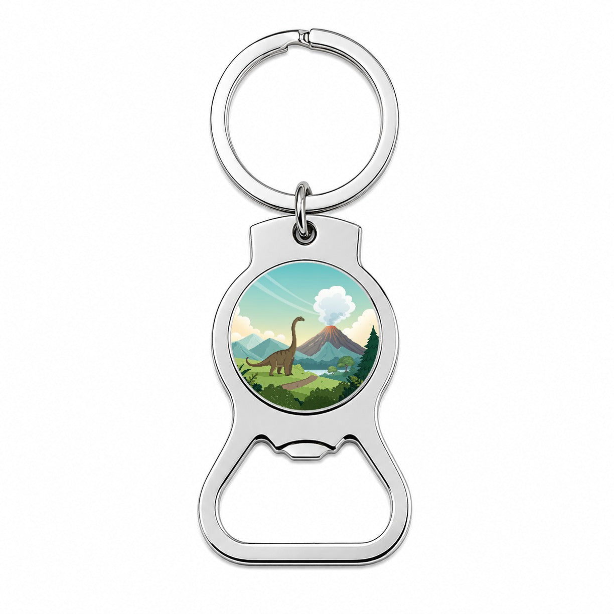 Brachiosaurus Volcano Erupting Dinosaur Bottle Opener Keychain