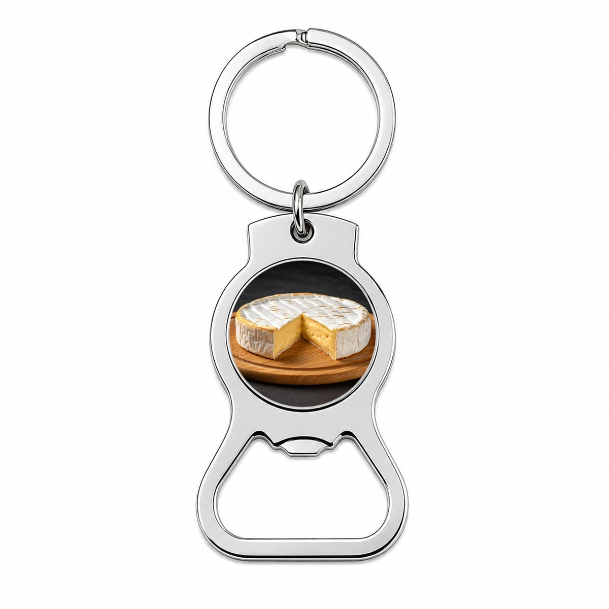 Brie Cheese Wheel Bottle Opener Keychain