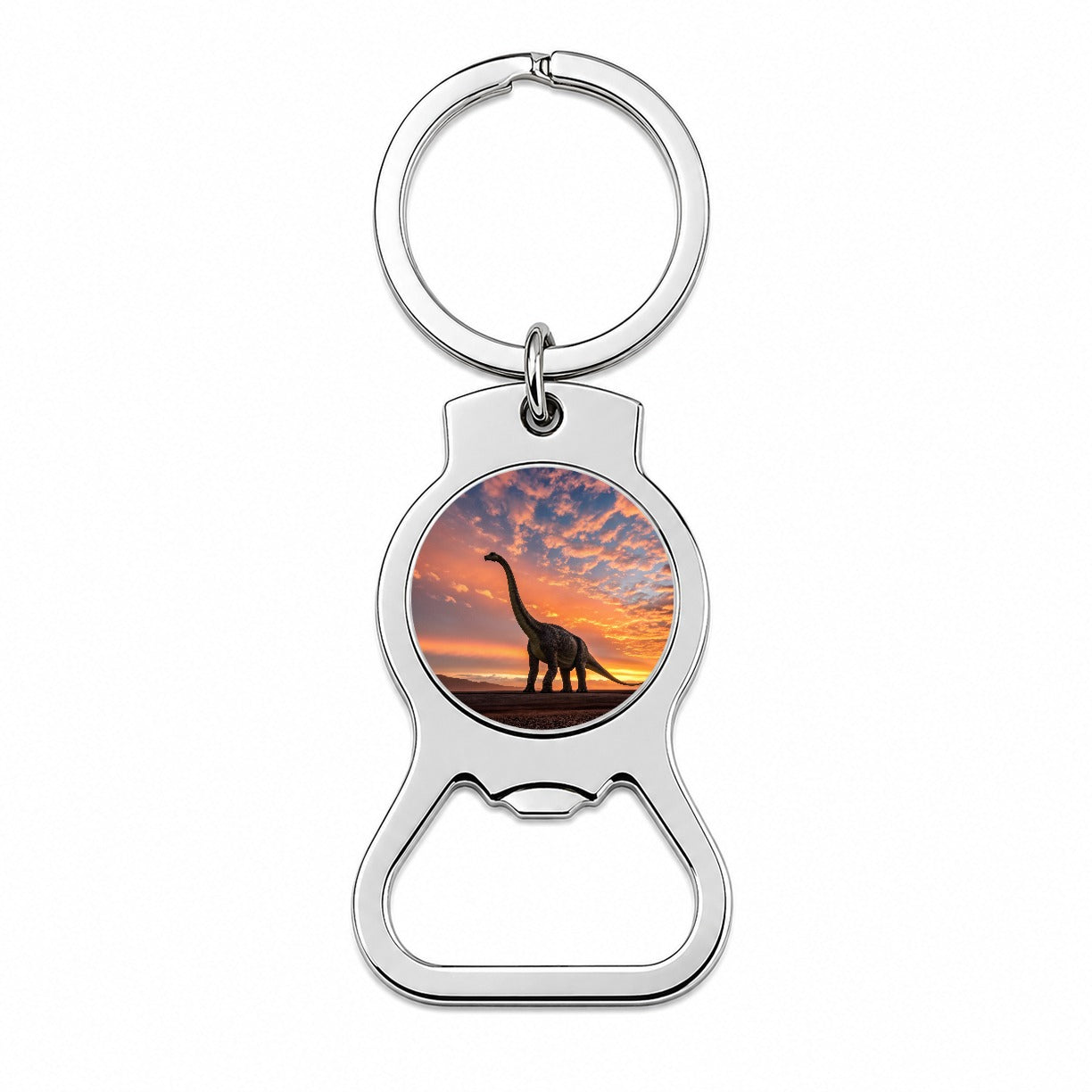 Brontosaurus Sunset Dinosaur Bottle Opener Keychain