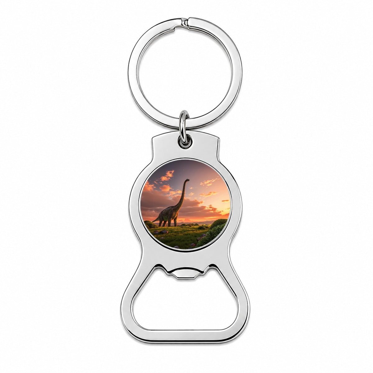 Brontosaurus Sunset Night Dinosaur Bottle Opener Keychain