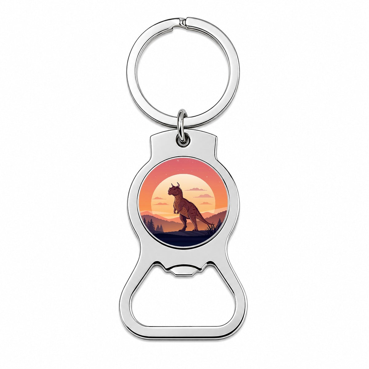 Carnotaurus Sunset Dinosaur Bottle Opener Keychain