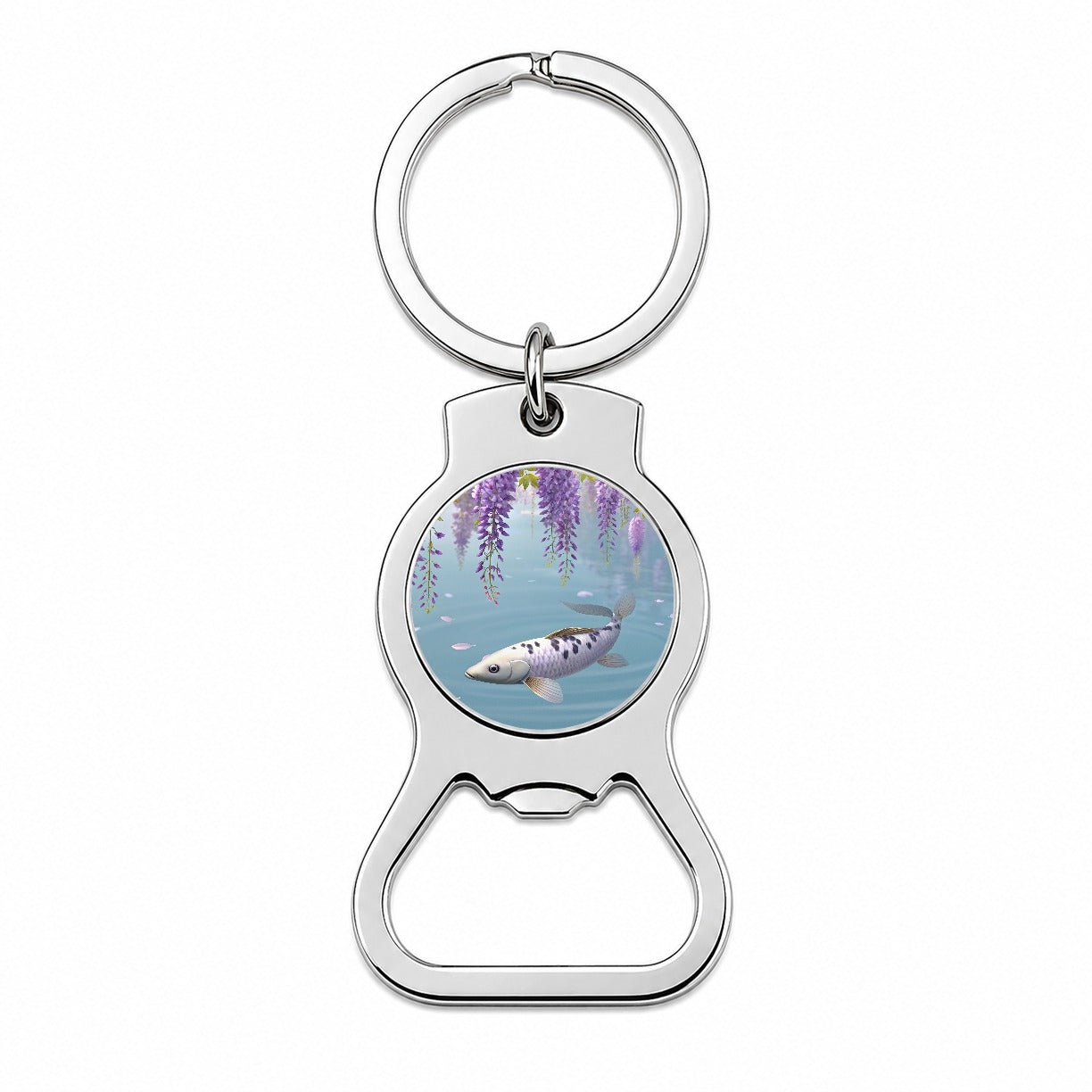 Carp Wisteria Flowers Fish Pond Bottle Opener Keychain