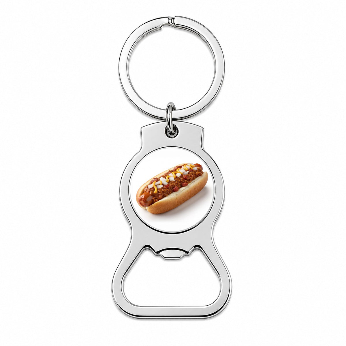 Chili Hot Dog Bun Bottle Opener Keychain