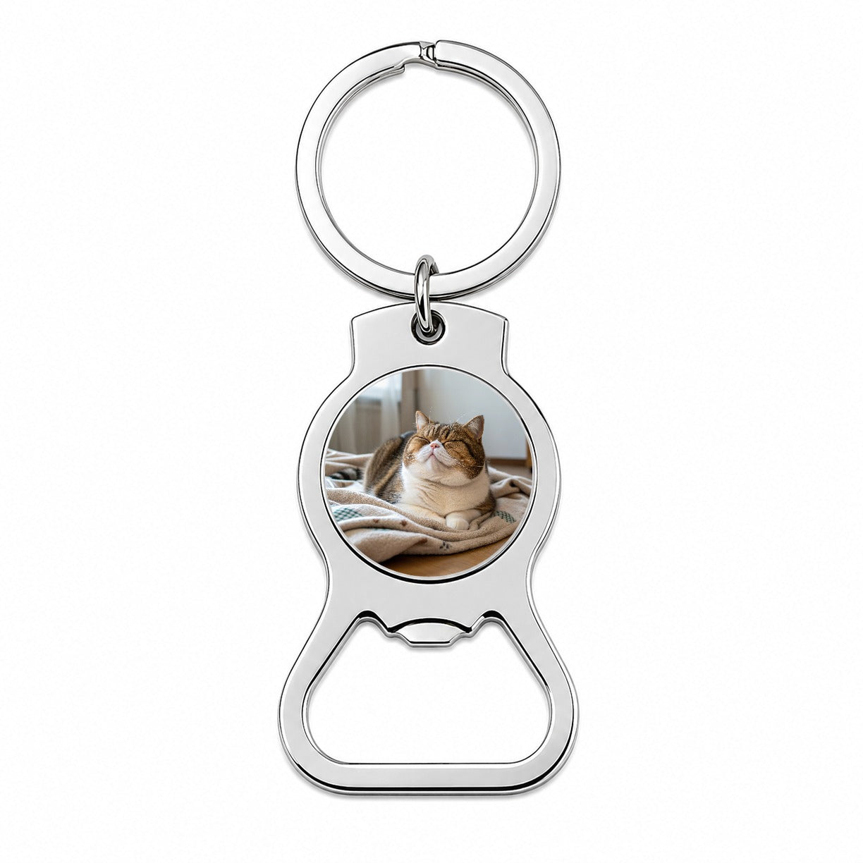 Chubby Cat Lying Down Cute Bottle Opener Keychain