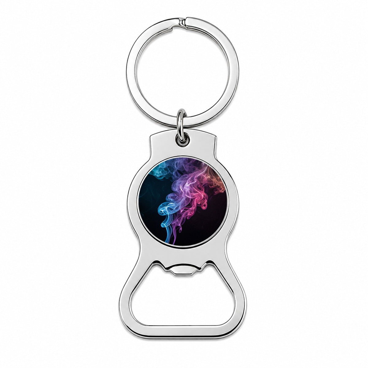 Colorful Plumes Of Smoke Curling Bottle Opener Keychain