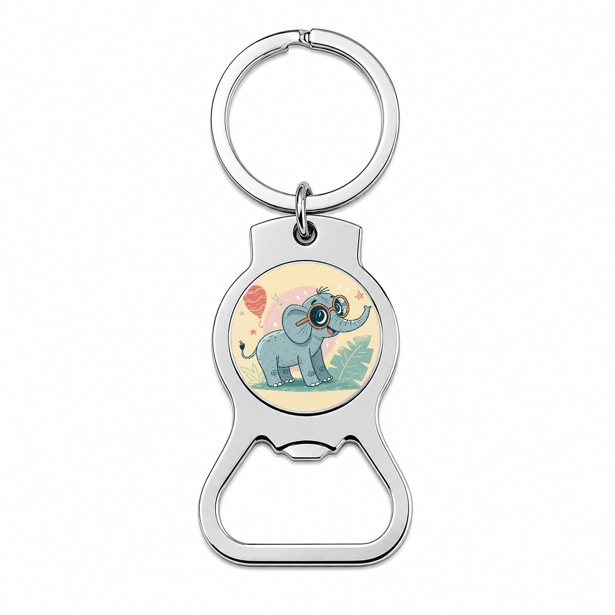 Cool Elephant Wearing Glasses Cute Bottle Opener Keychain