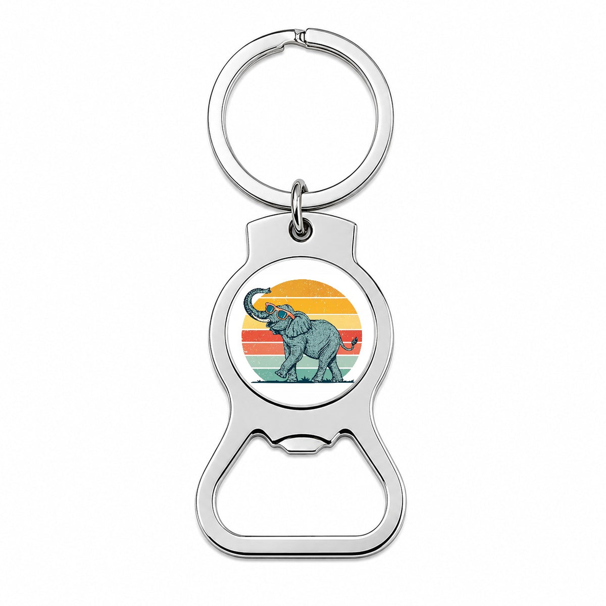 Cool Elephant Wearing Sunglasses Retro Illustration Bottle Opener Keychain