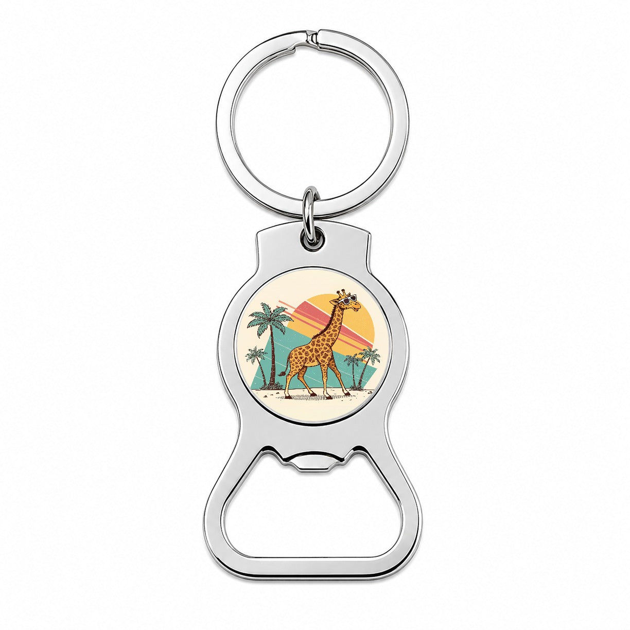 Cool Giraffe Wearing Sunglasses Retro Cute Bottle Opener Keychain