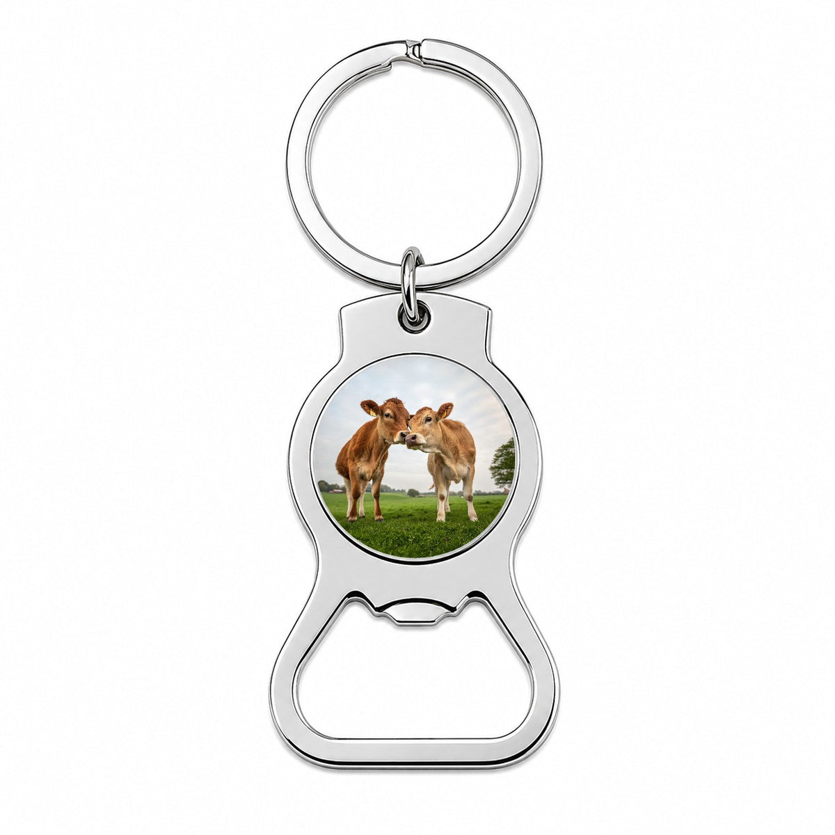 Cows Nuzzle Love Bottle Opener Keychain