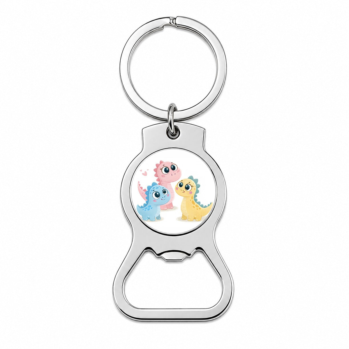 Cute Pastel Colored Cartoon Dinosaurs Big Eyes Bottle Opener Keychain