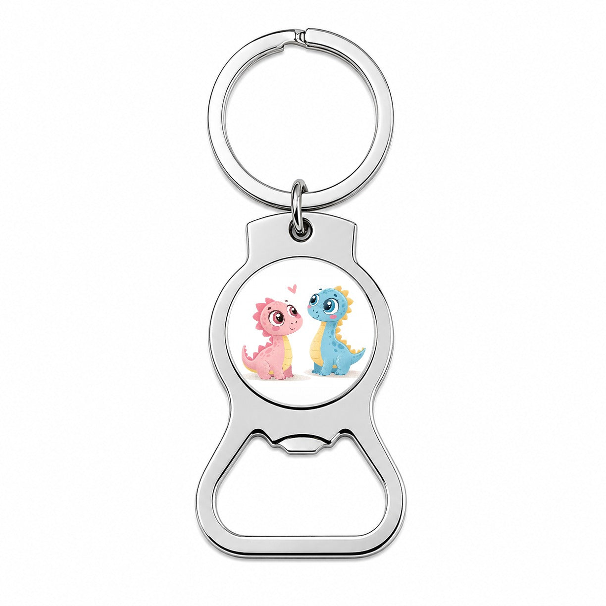 Cute Pastel Colored Cartoon Dinosaurs Bottle Opener Keychain
