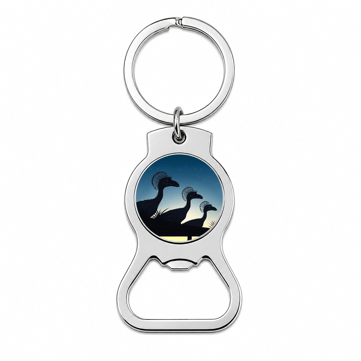 Dilophosaurus Silhouettes Night Dinosaurs Bottle Opener Keychain