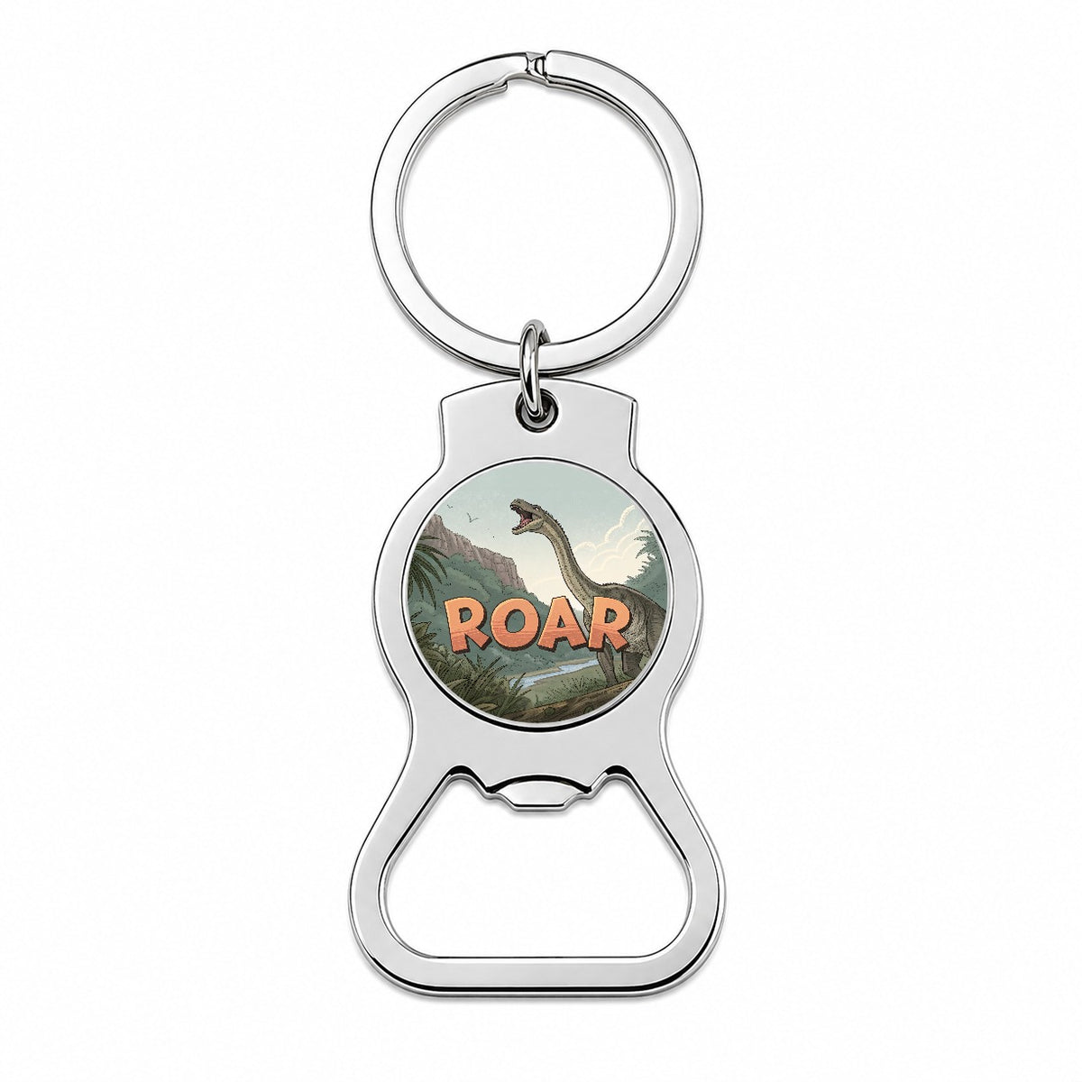 Diplodocus Roar Bold Text Dinosaur Bottle Opener Keychain