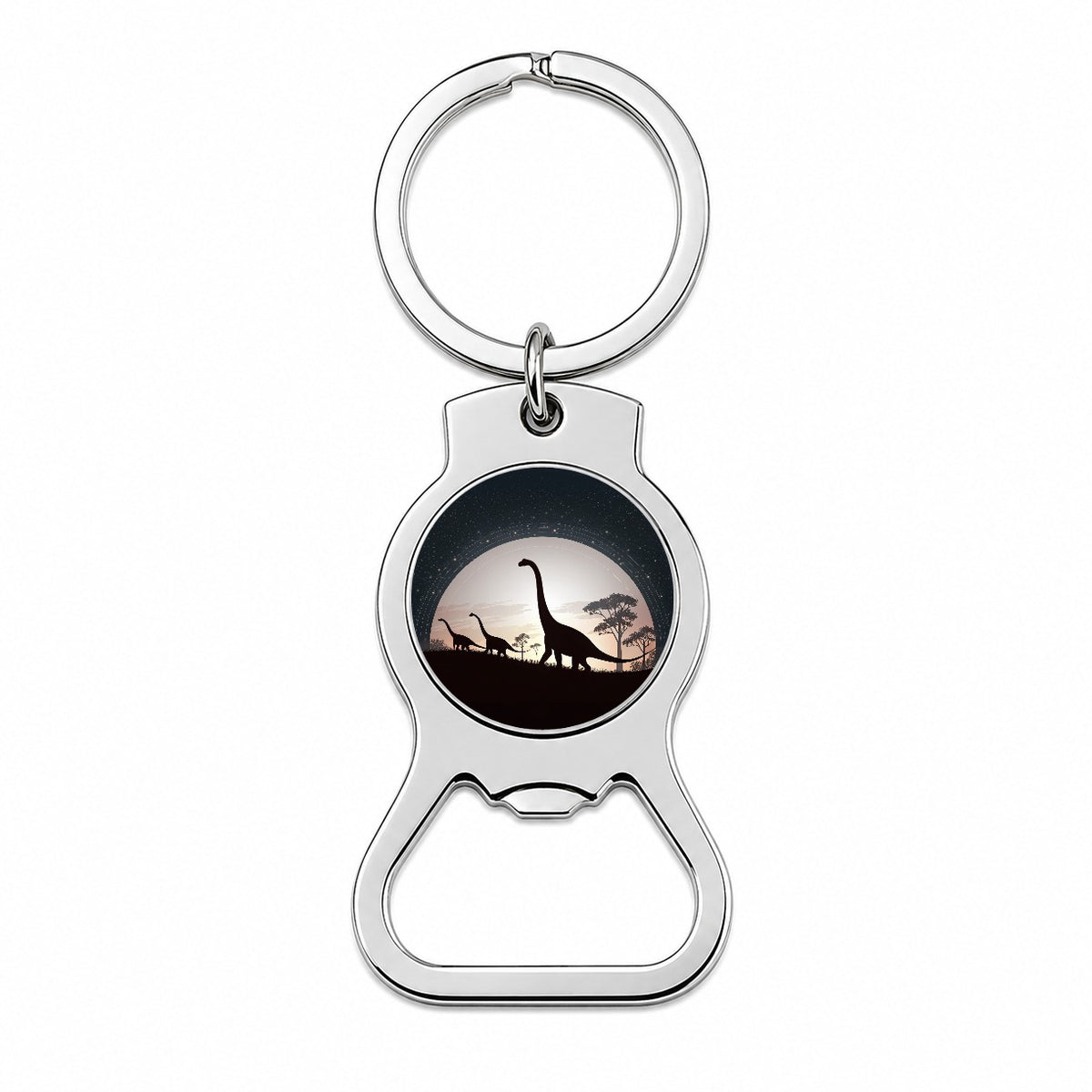 Diplodocus Silhouettes Dinosaurs Bottle Opener Keychain