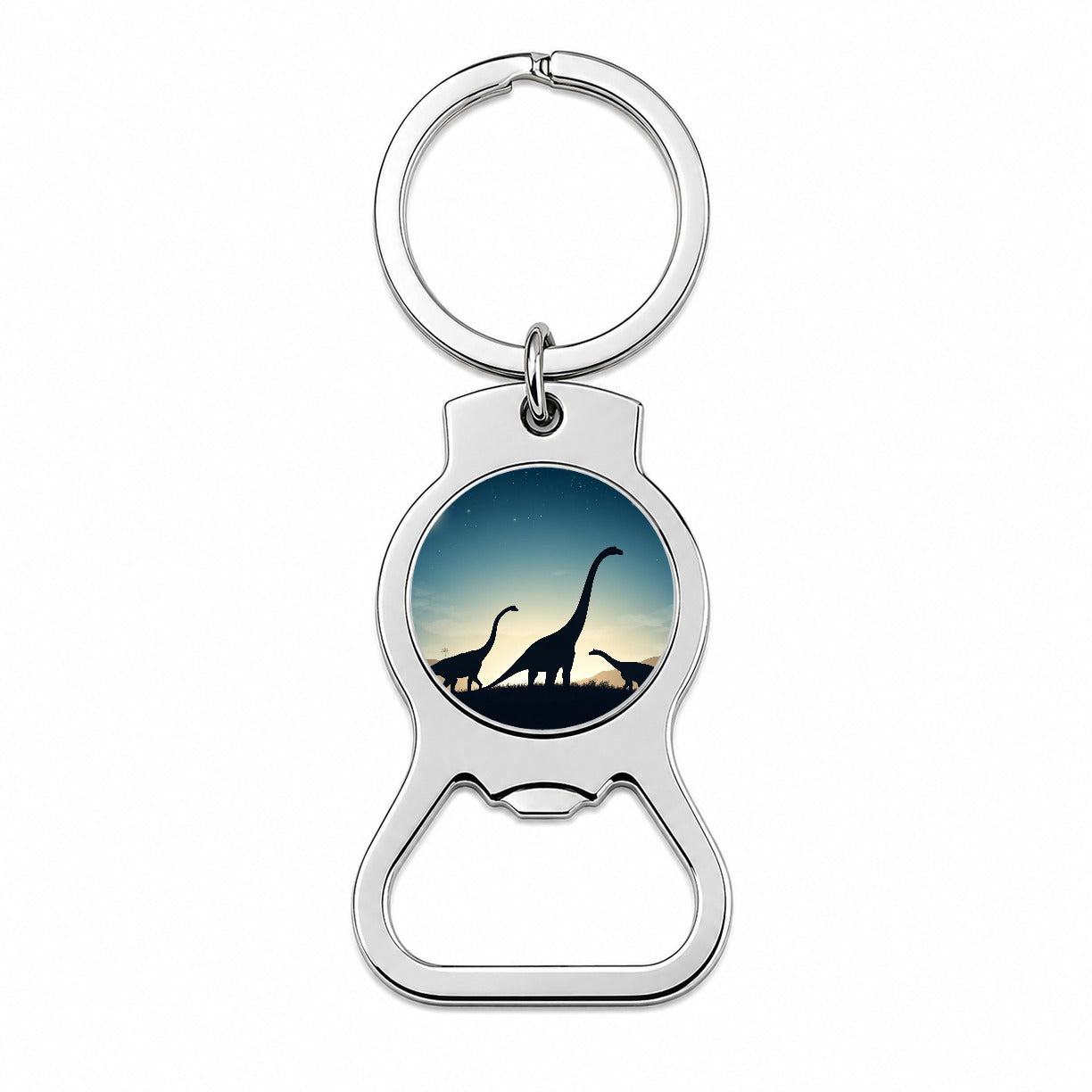 Diplodocus Silhouettes Night Dinosaurs Bottle Opener Keychain