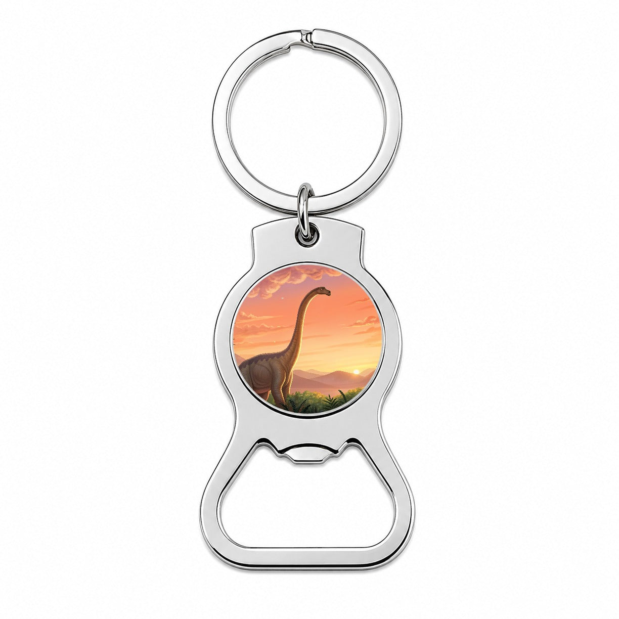 Diplodocus Sunset Sunrise Dinosaur Bottle Opener Keychain