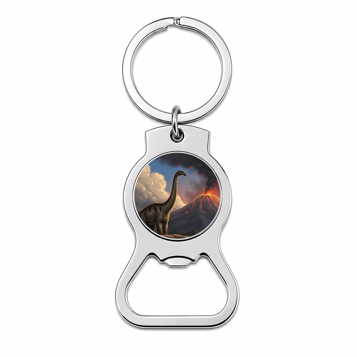 Diplodocus Volcano Erupting Dinosaur Bottle Opener Keychain