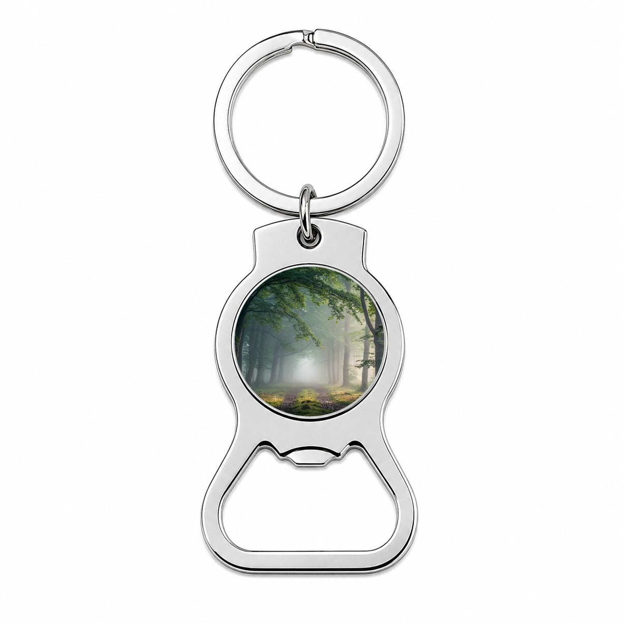 Forest Fog Morning Trail Bottle Opener Keychain