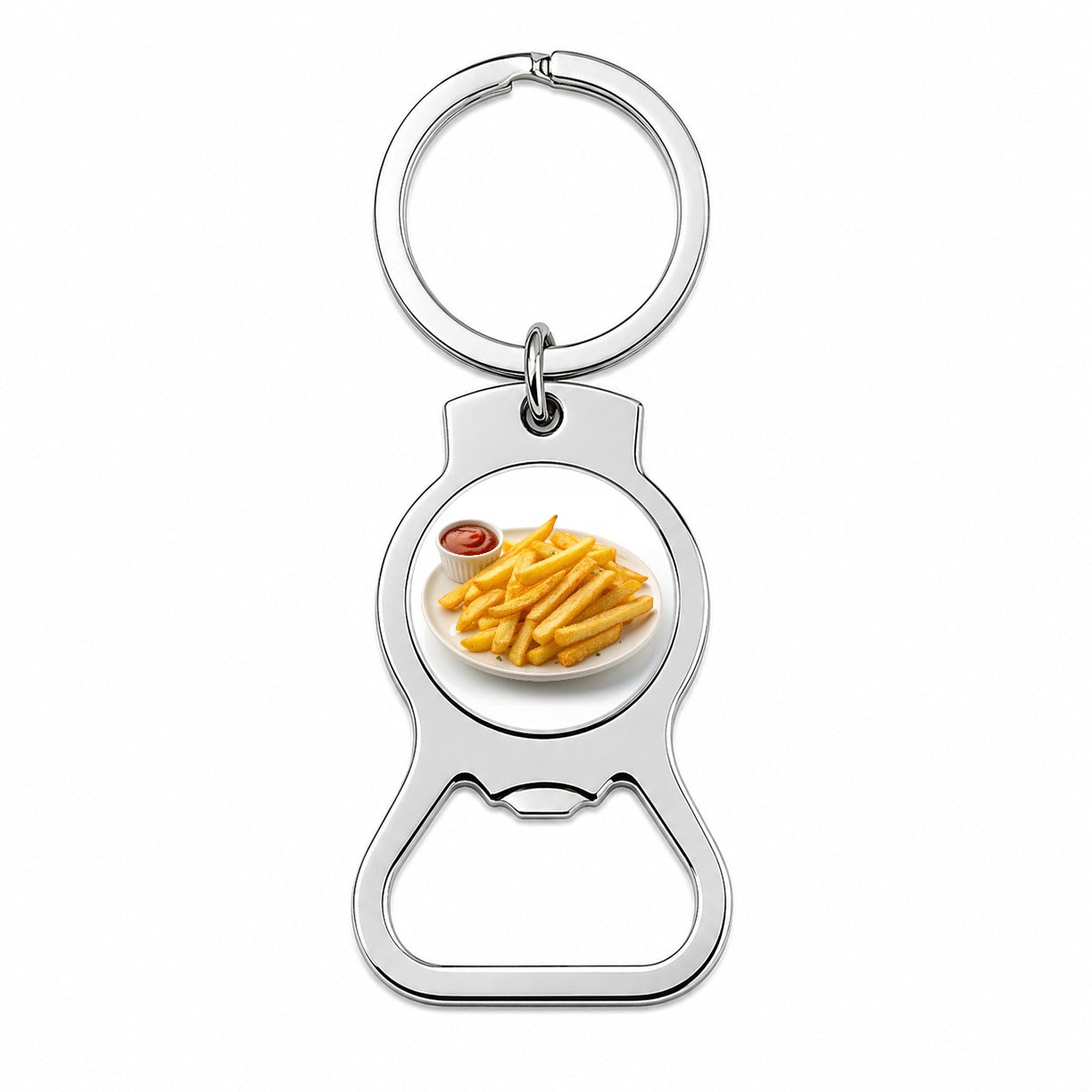French Fries Ketchup Snack Bottle Opener Keychain