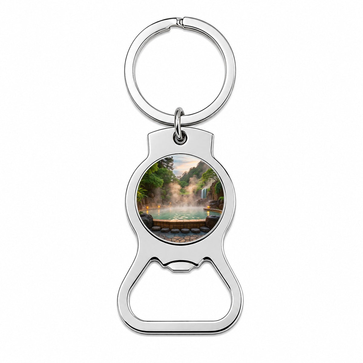 Geothermal Spa Waterfall Bottle Opener Keychain