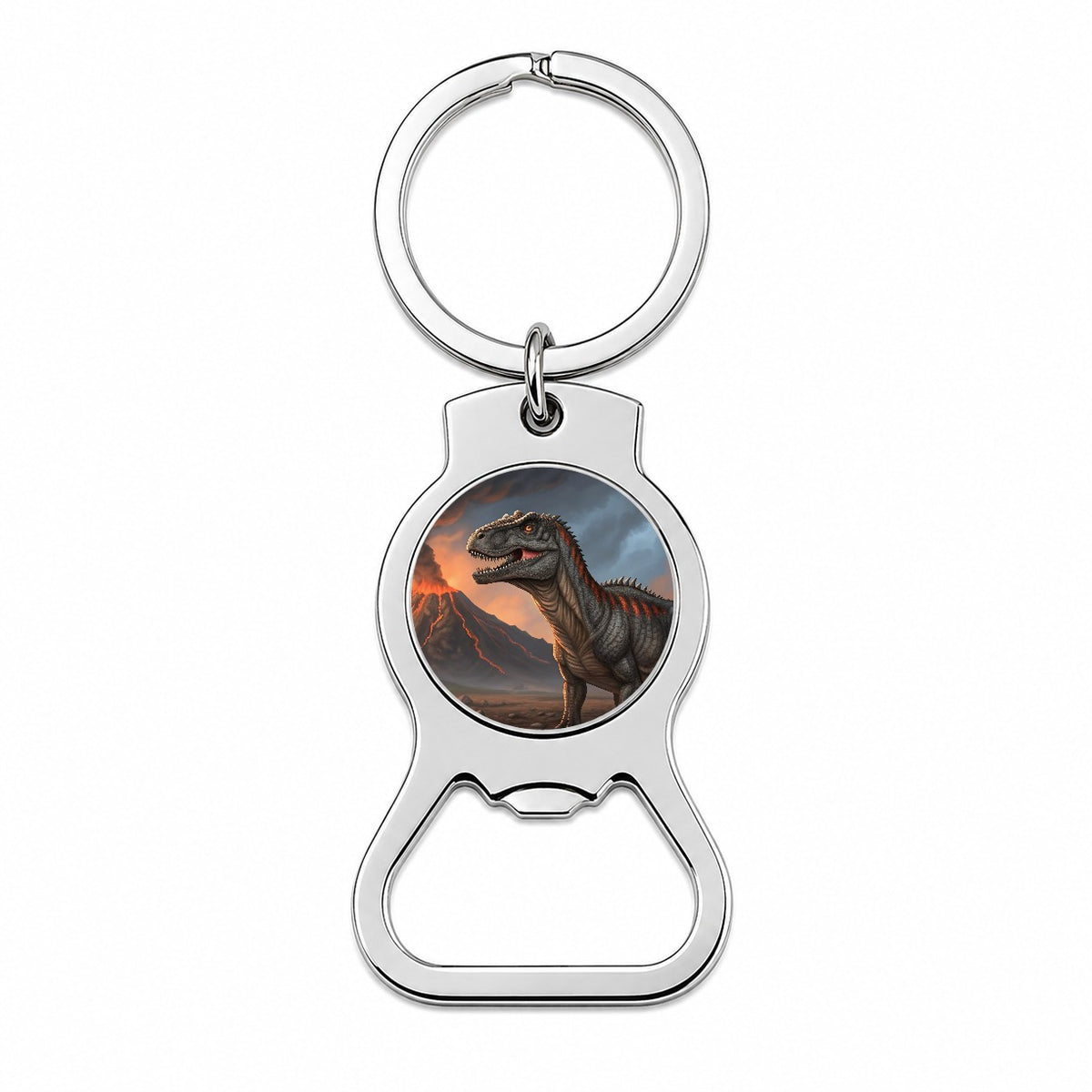 Giganotosaurus Volcano Erupting Dinosaur Bottle Opener Keychain