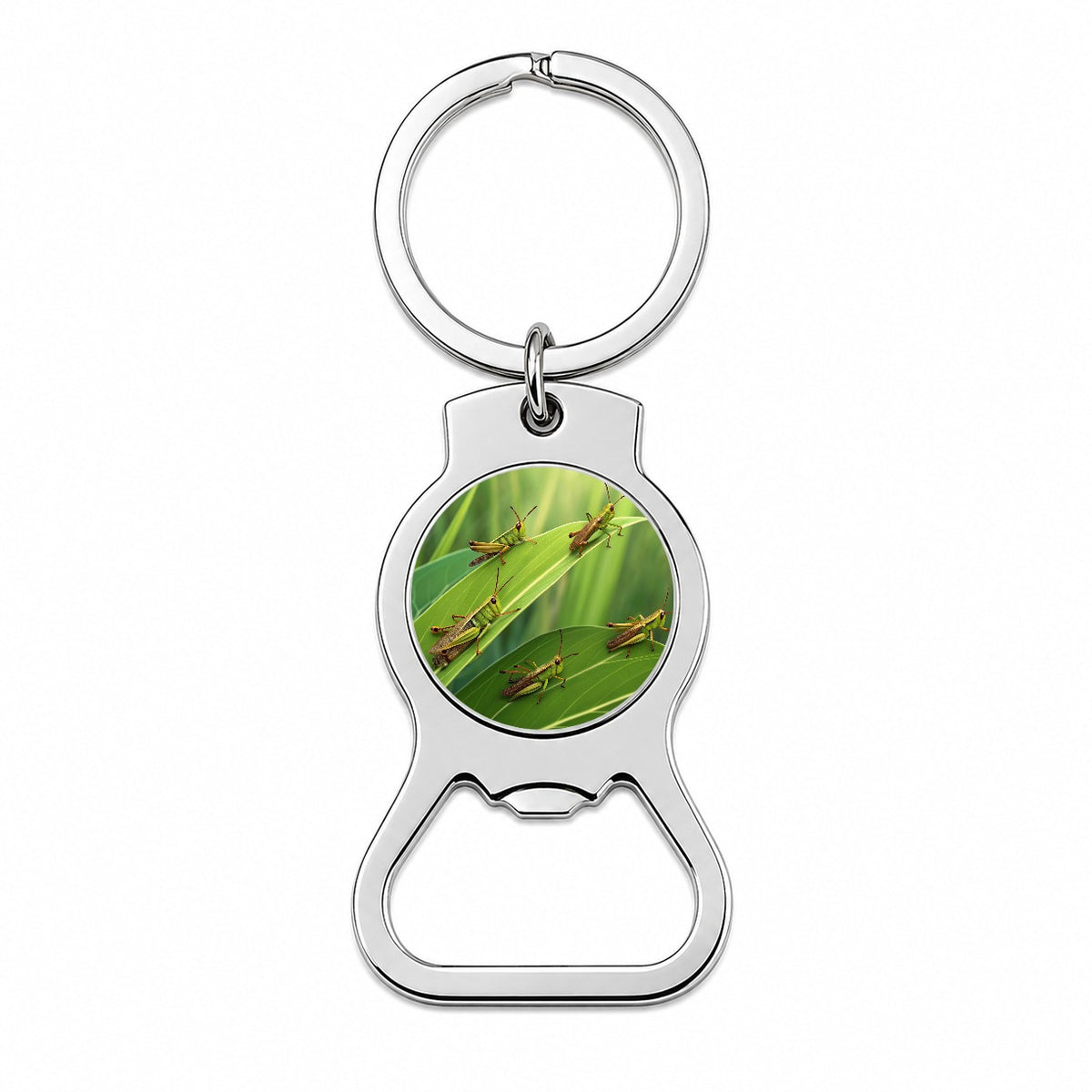 Grasshoppers On Leaves Bottle Opener Keychain