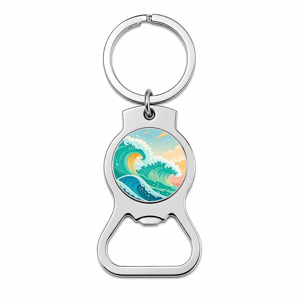 Groovy Ocean Waves Colorful Bottle Opener Keychain