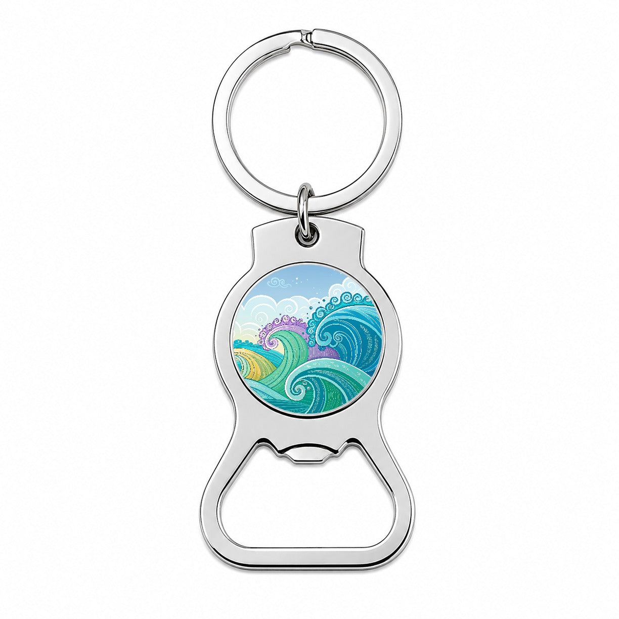 Groovy Ocean Waves Bottle Opener Keychain
