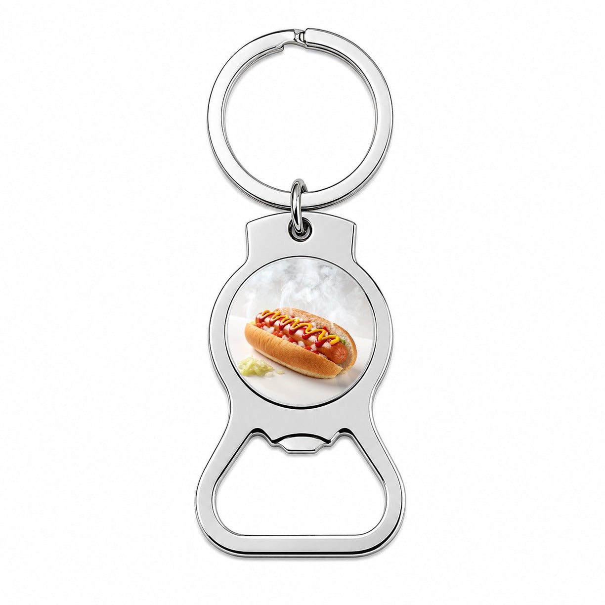 Hot Dog Ketchup Mustard Onions Bottle Opener Keychain