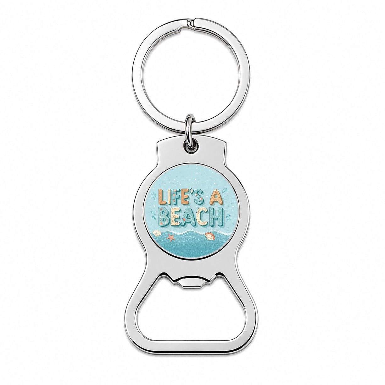 Life's A Beach Sea Foam Ocean Bottle Opener Keychain