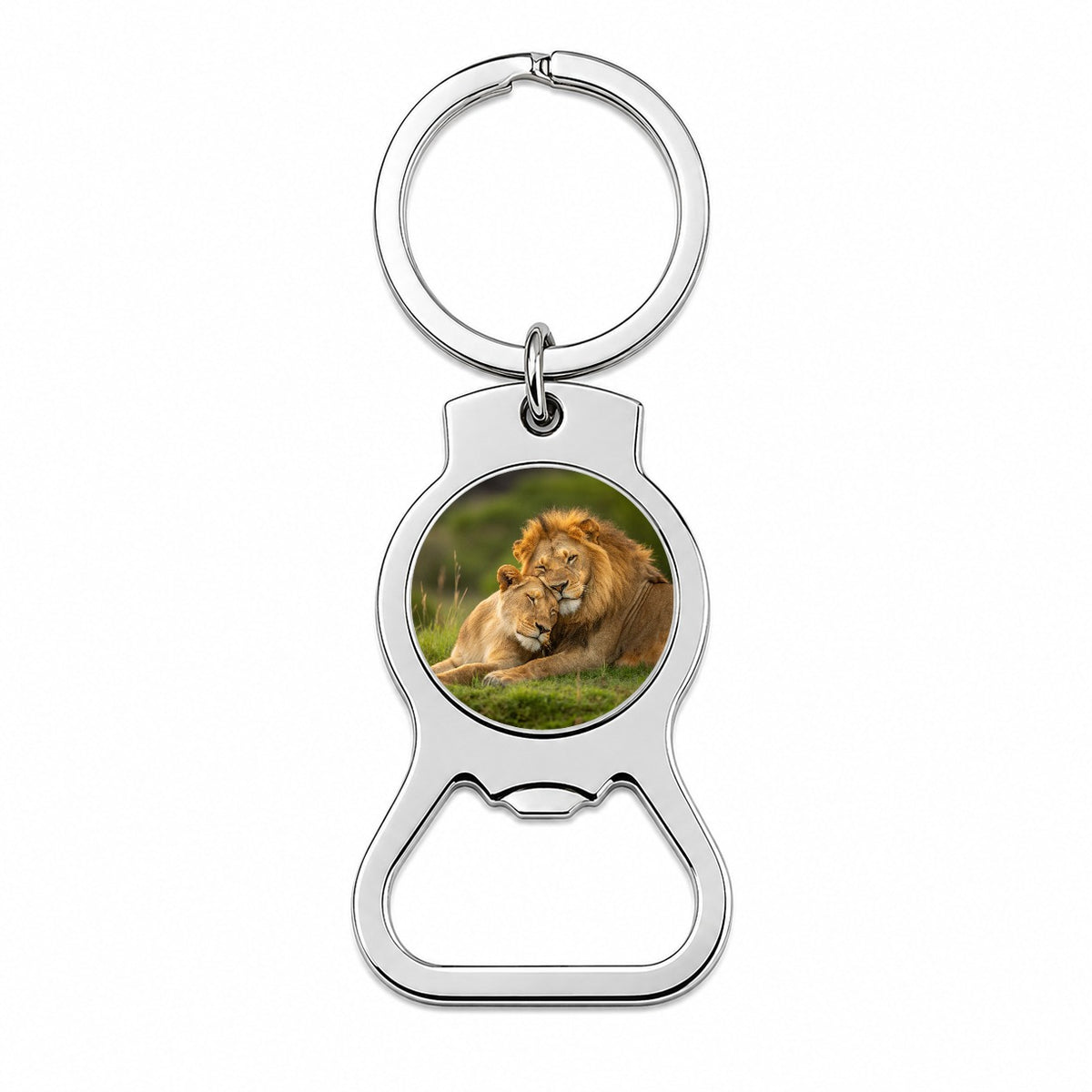 Lions Hugging Love Bottle Opener Keychain