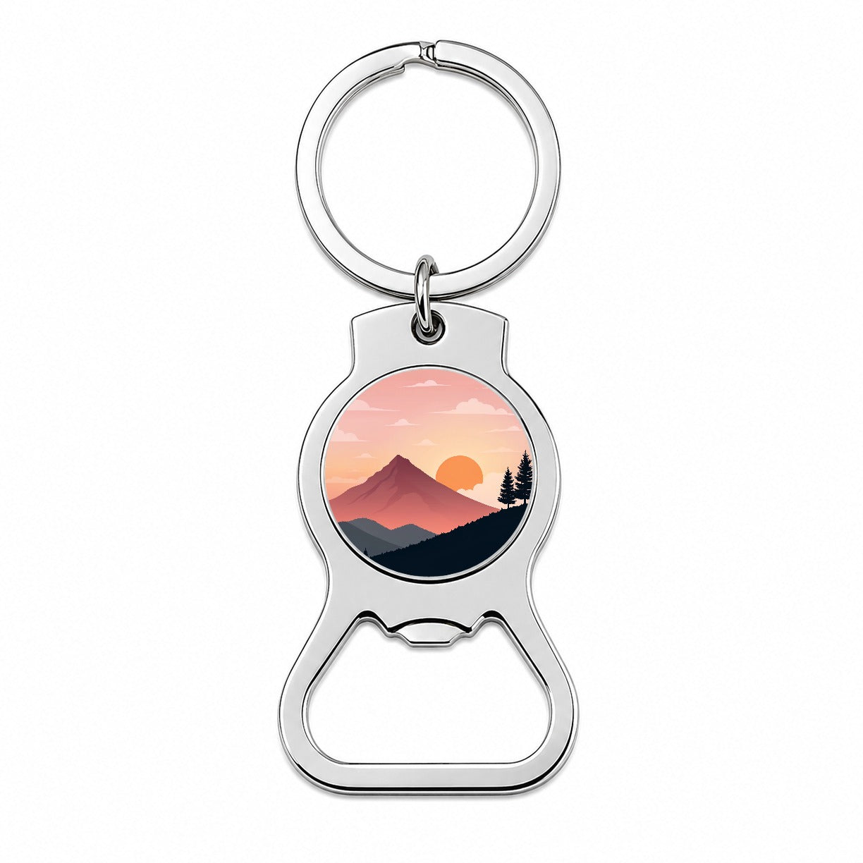 Lovely Mountain Sunset Bottle Opener Keychain