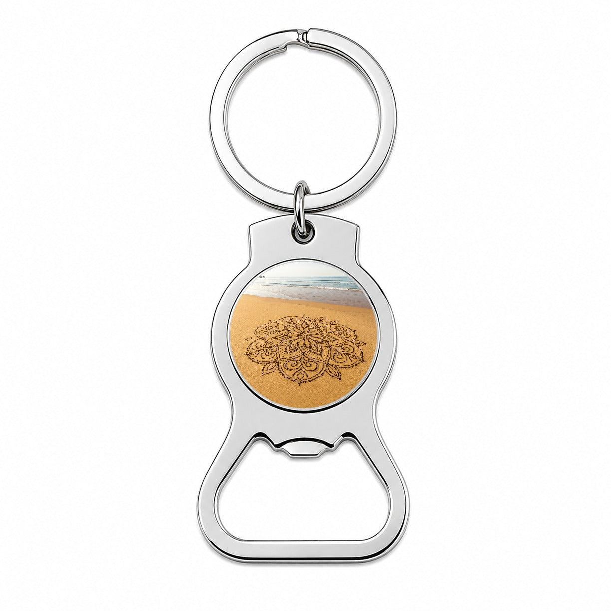 Mandala Pattern Beach Sand Bottle Opener Keychain