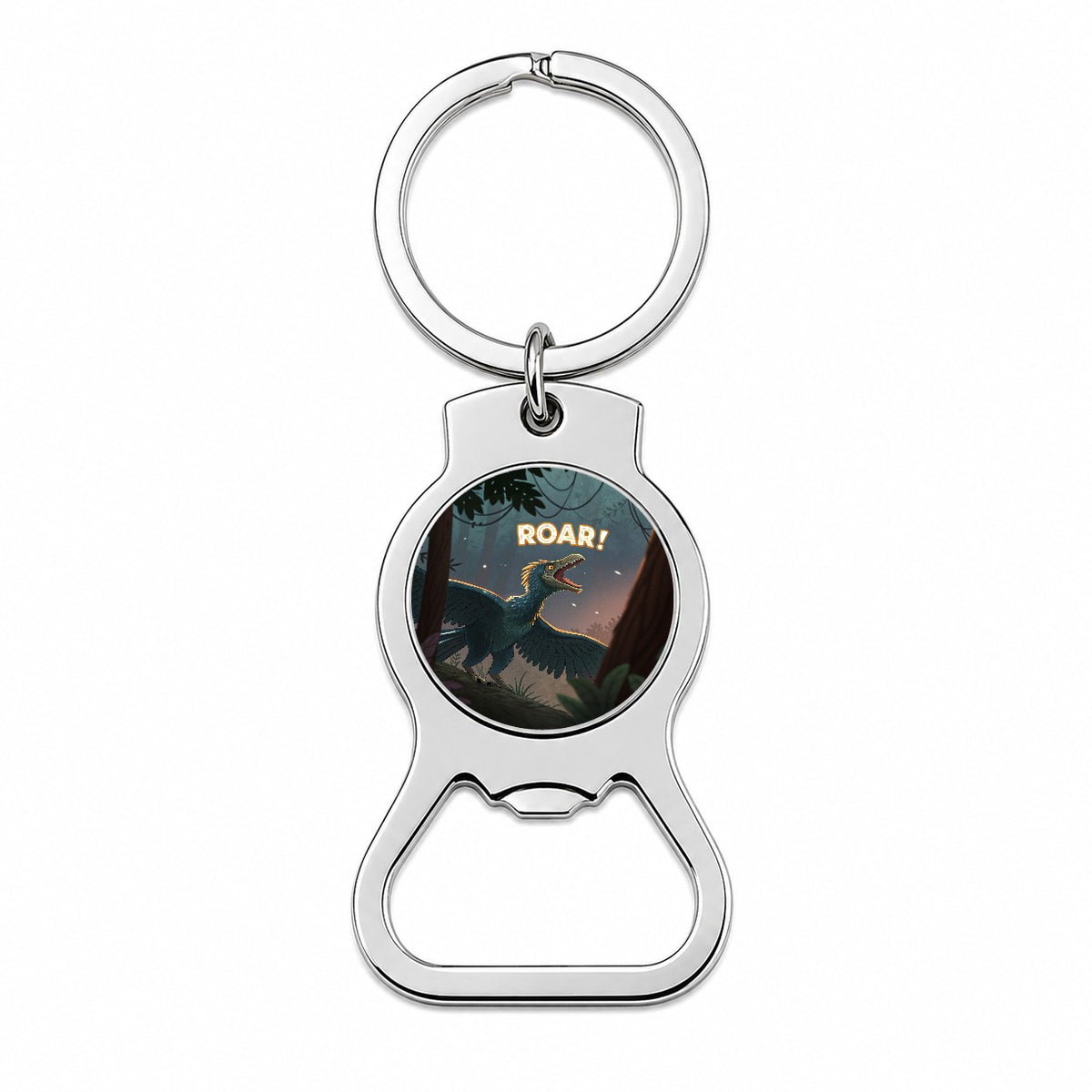 Microraptor Roar Dinosaur Bottle Opener Keychain