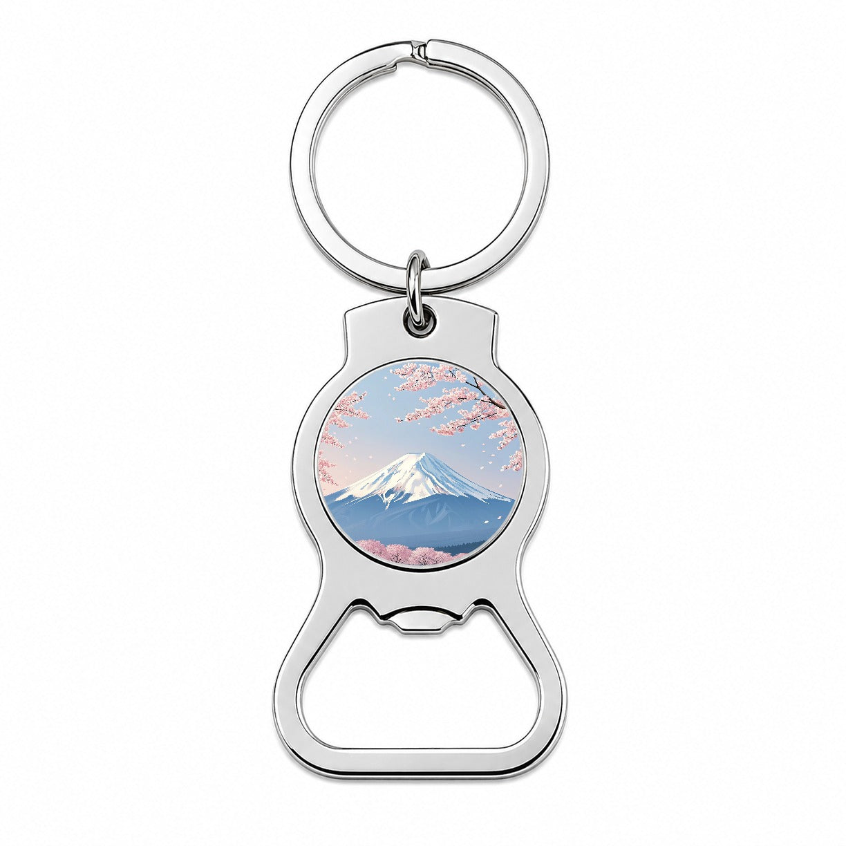 Mount Fuji Japan Cherry Blossom Trees Bottle Opener Keychain