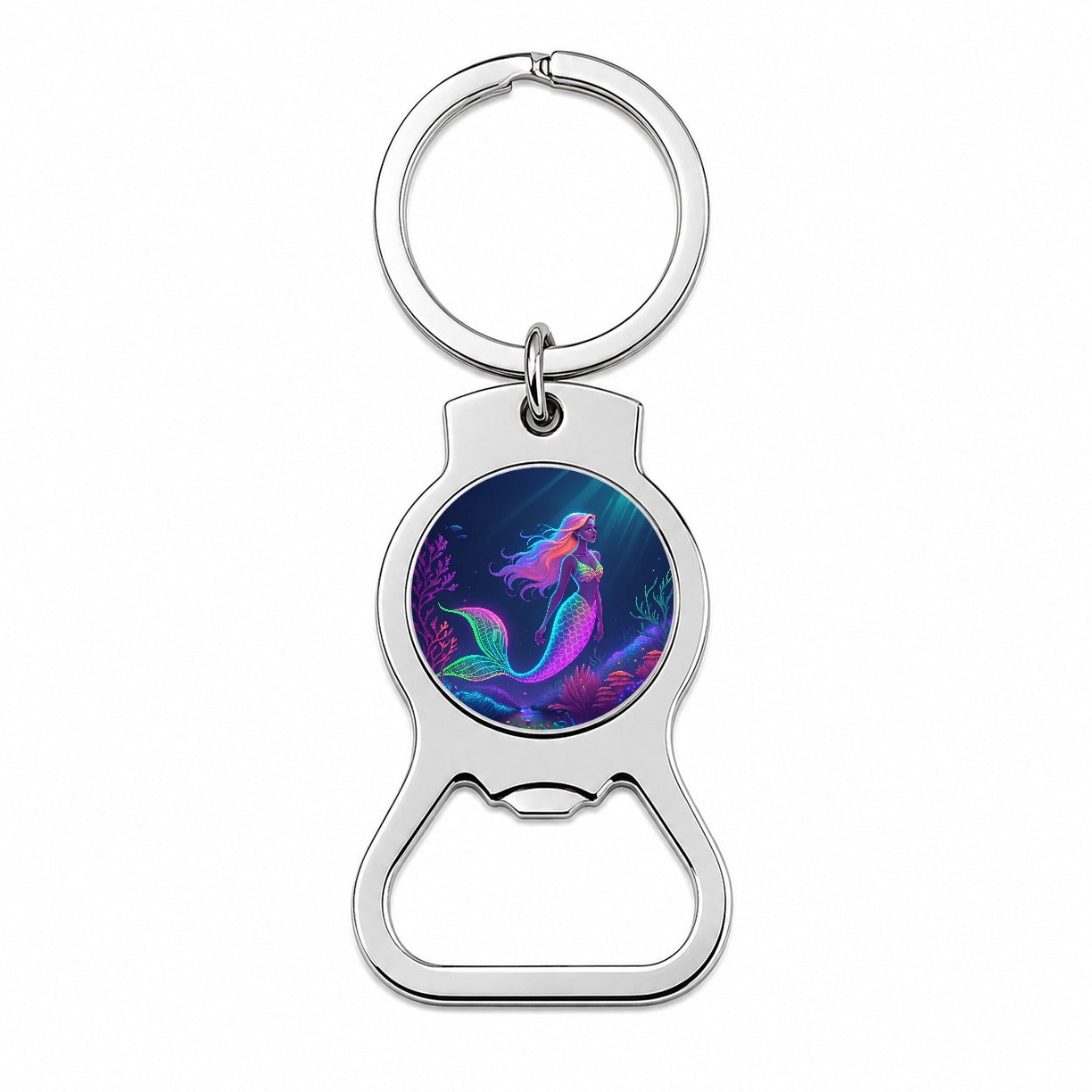 Neon Mermaid Ocean Bottle Opener Keychain