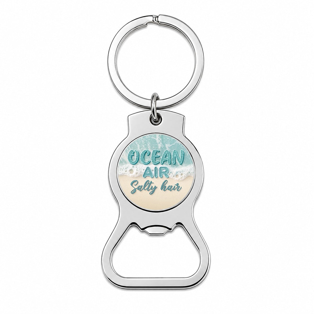 Ocean Air Salty Hair Sea Foam Beach Bottle Opener Keychain