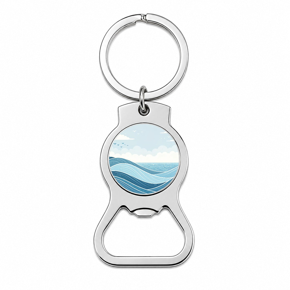 Ocean Waves Sketch Bottle Opener Keychain