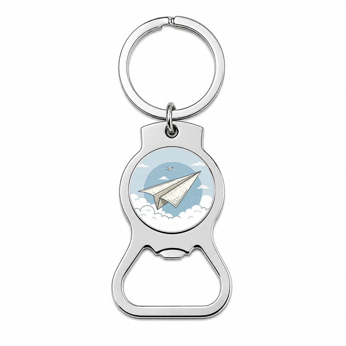Paper Airplanes Flying Illustration Bottle Opener Keychain