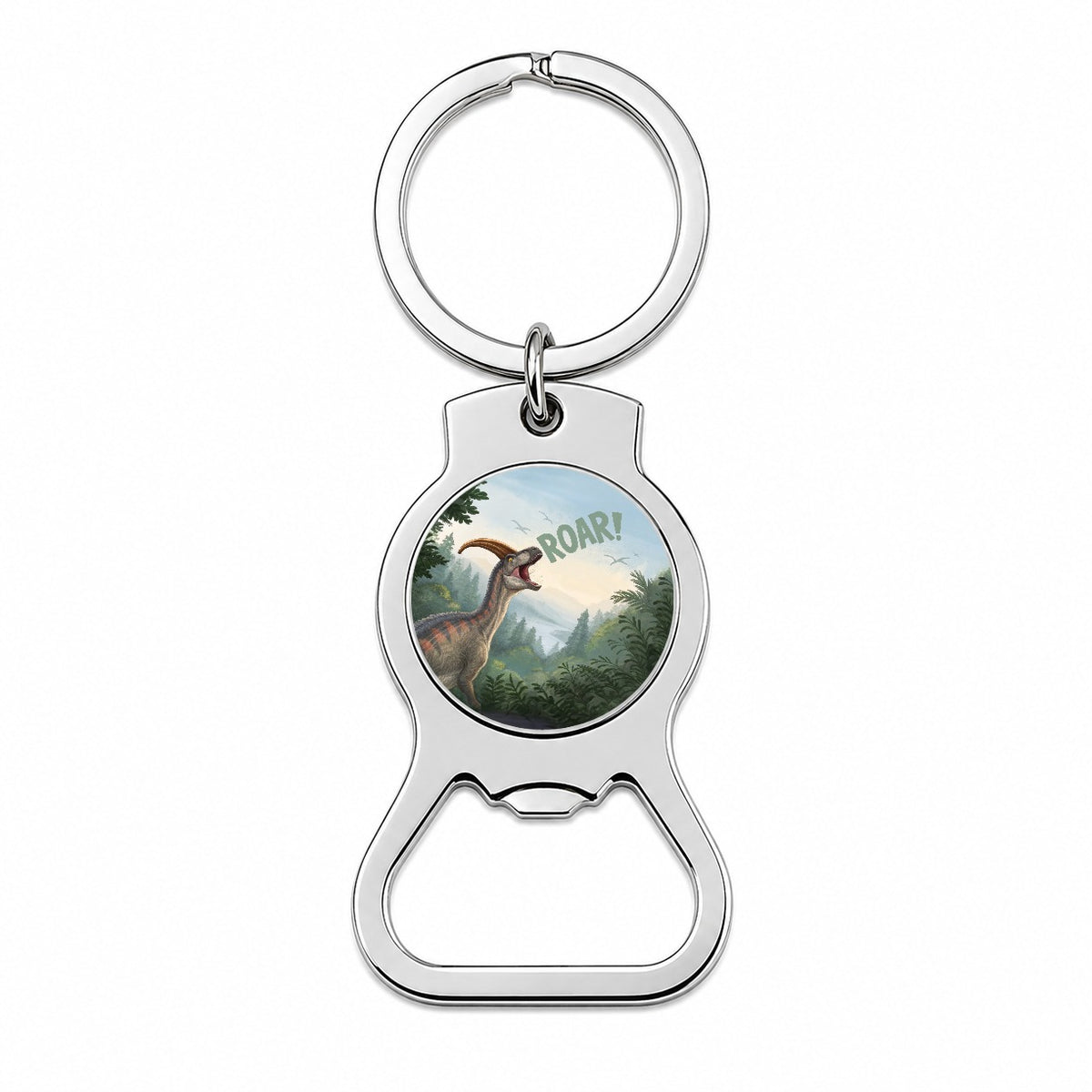 Parasaurolophus Roar Dinosaur Funny Bottle Opener Keychain