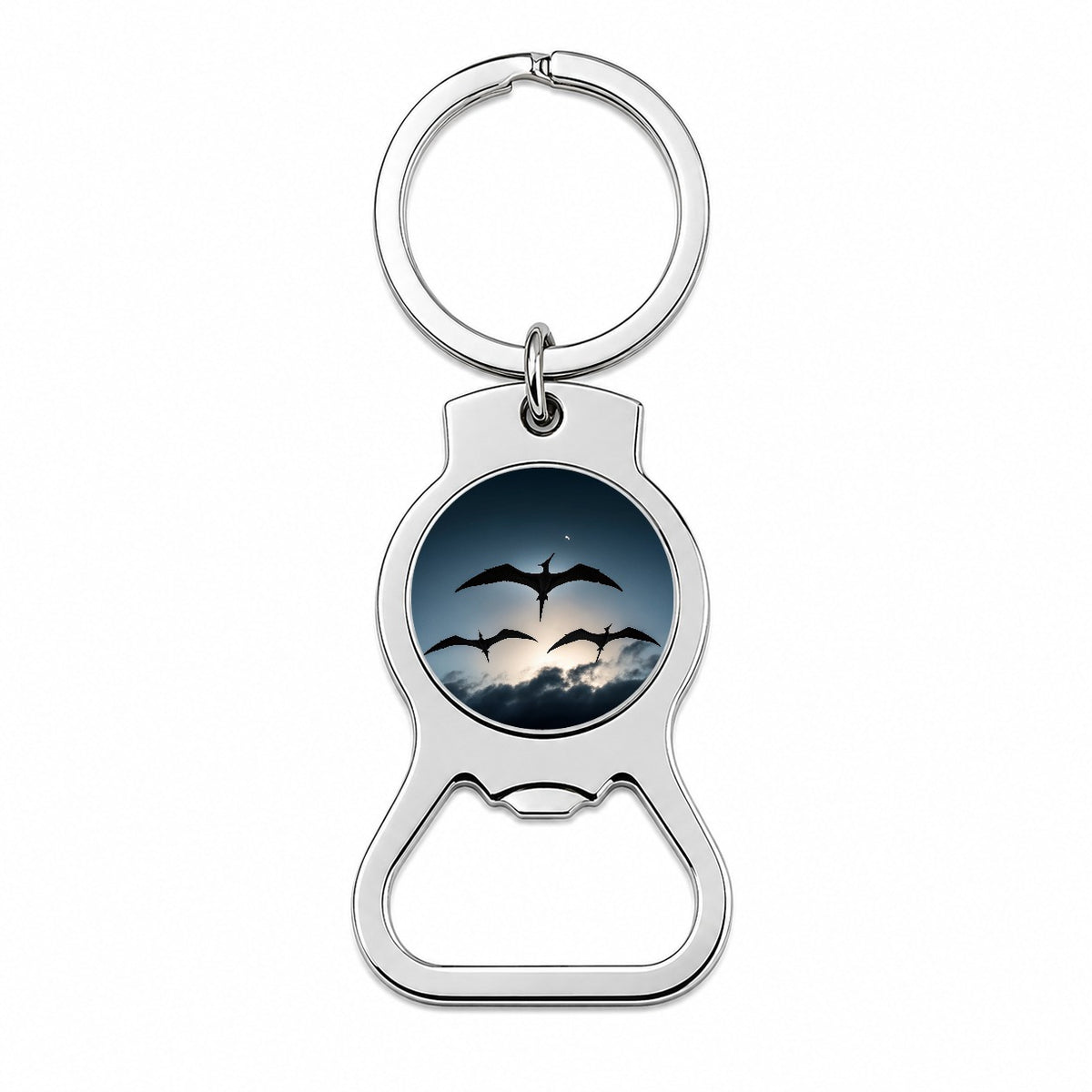 Pterodactylus Silhouettes Flying Dinosaurs Bottle Opener Keychain