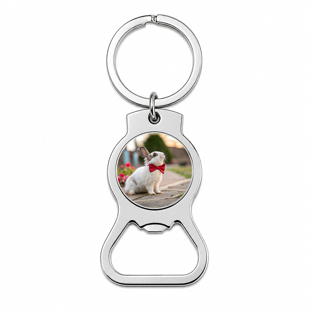 Rabbit Wearing Bow Tie Funny Easter Bottle Opener Keychain