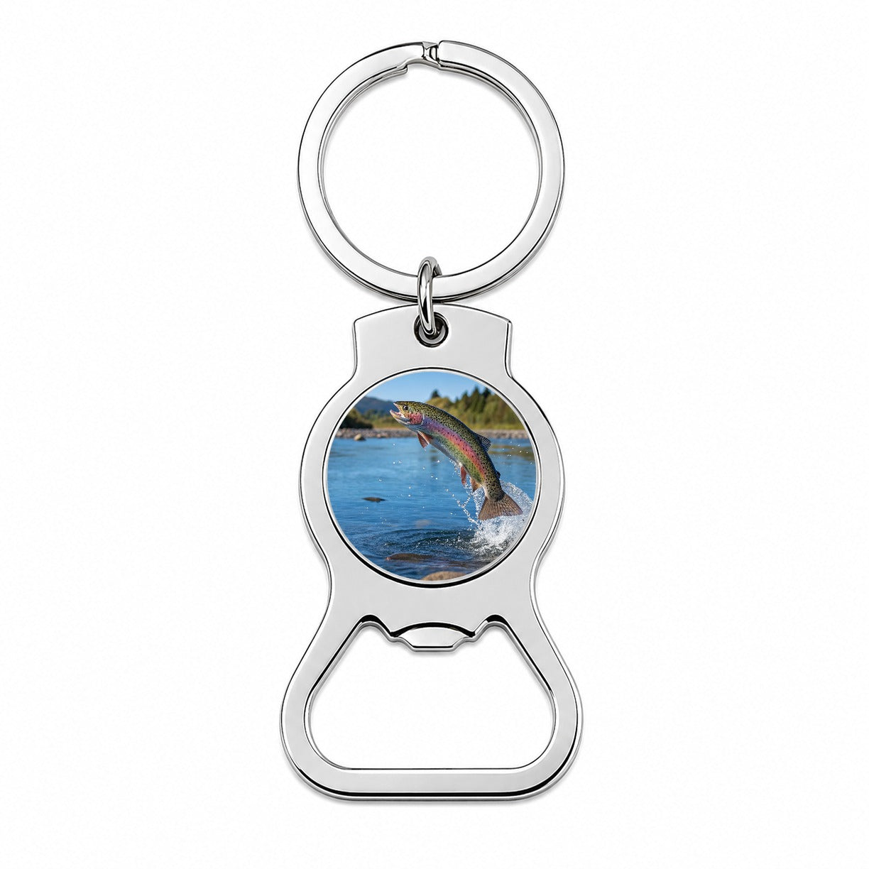 Rainbow Trout Fish Jumping Fishing Bottle Opener Keychain