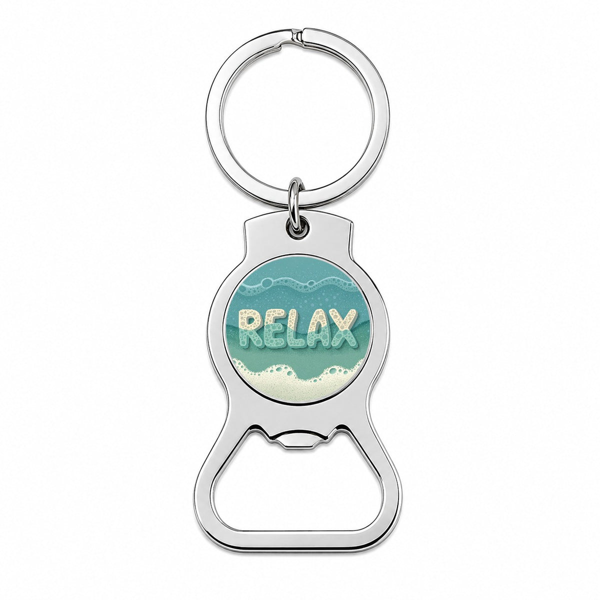 Relax Sea Foam Ocean Beach Bottle Opener Keychain