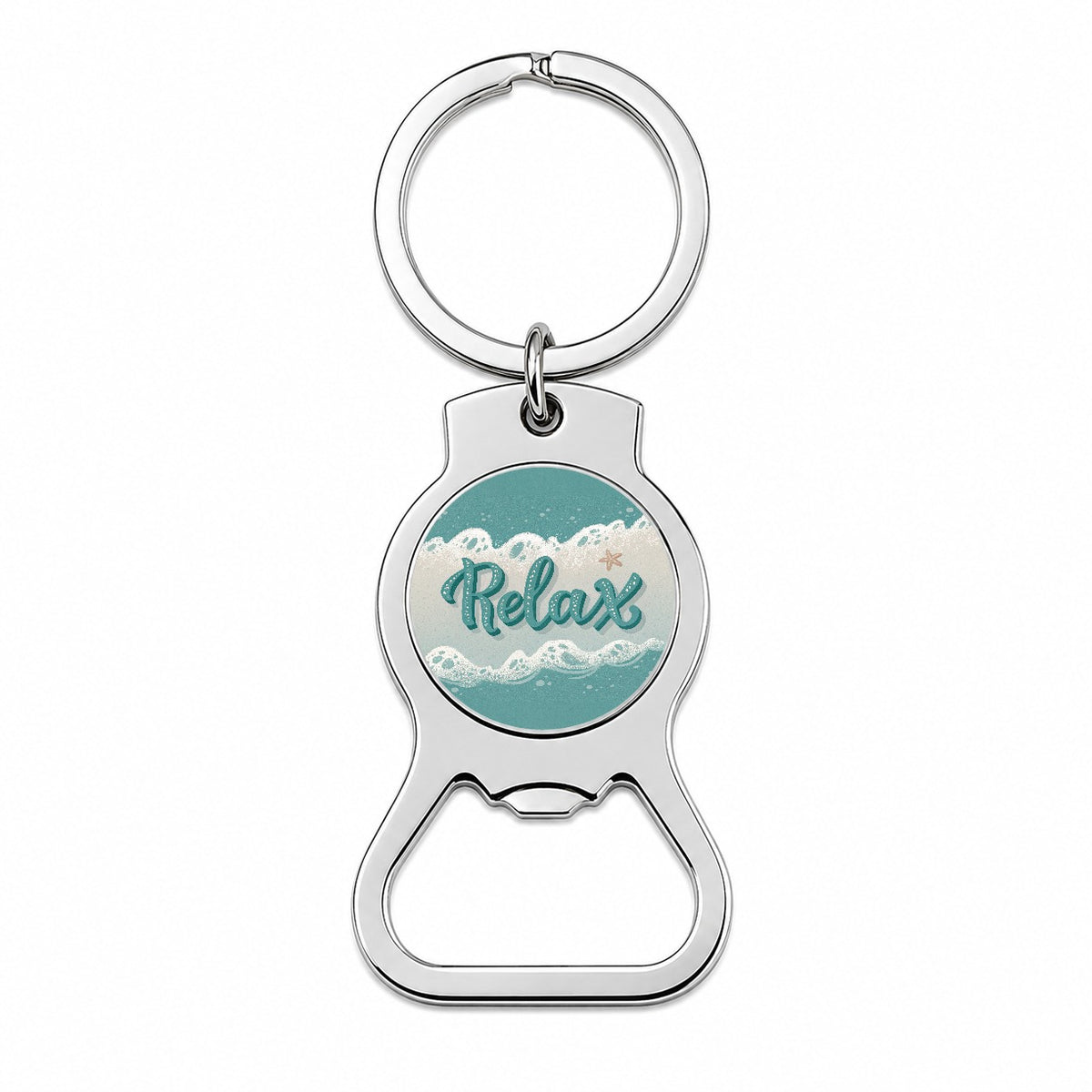 Relax Sea Foam Ocean Bottle Opener Keychain