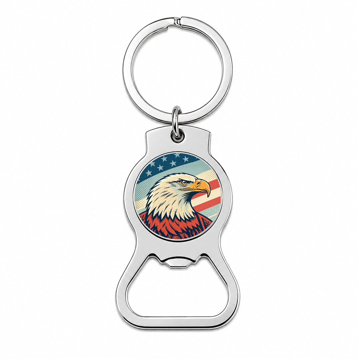 Retro Bald Eagle Patriotic USA United States Of America Bottle Opener Keychain