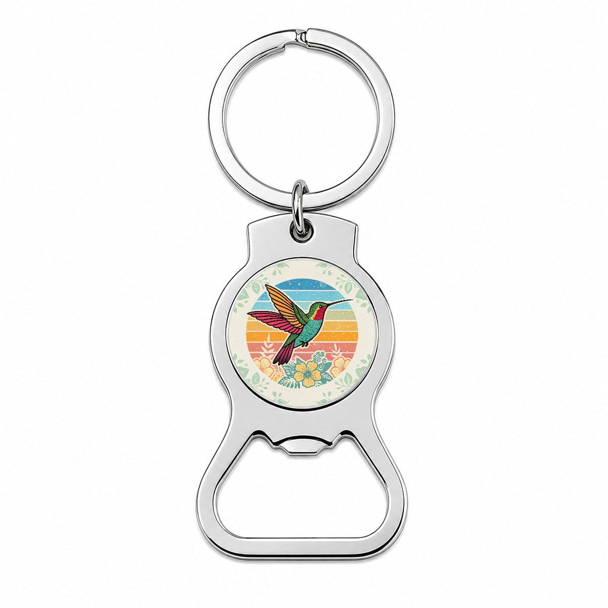 Retro Hummingbird Colorful Bottle Opener Keychain
