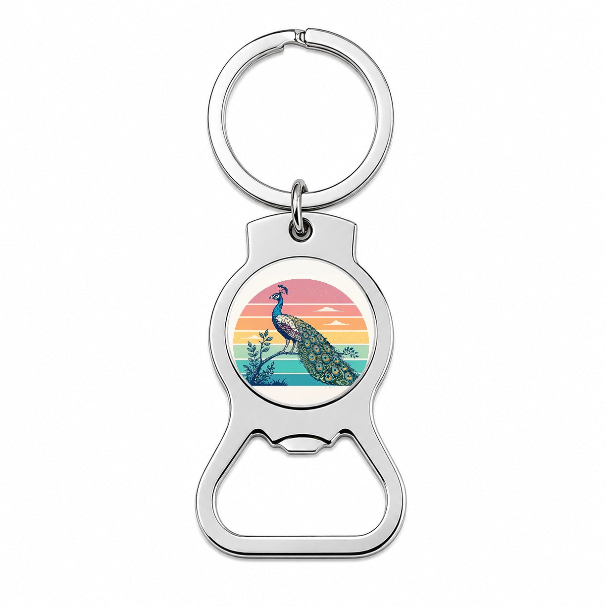 Retro Peacock Bottle Opener Keychain
